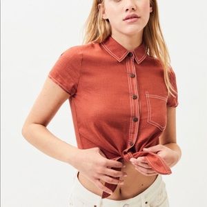 Burnt Orange Collared Tie Shirt